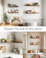 BAYKA 22.5" Floating Wood Shelves - Wall-Mounted Rustic Brown Set of 2 for Books & Decor (22lbs Capacity) - Image 6