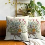 Mweet Wildflower Throw Pillow Covers 18x18 In, Set of 2 - Floral & Leaf Design for Spring/Summer Home Decor. - Image 8