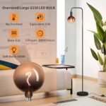 ONEWISH Minimalist Industrial Floor Lamp with 6" Clear Glass Globe - Modern LED 1800K Ambient Light for Living Room & Office. - Image 4