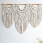 guzhiou large macrame wall hanging - Boho Tapestry Macrame Wall Decor Art- Chic Bohemian Handmade Woven Tapestry Home Decoration for Bedroom Living Room Apartment Wedding Party - 43"x32" (Wood bead)