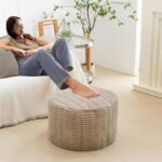 Asuprui Round Modern Pouf Ottoman - Foam-Filled Footrest for Living Room & Boho Decor - Image 5