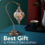 Yarra-Decor Moroccan Floor Lamp: 3-Way Color-Changing Tiffany Swan Neck with Bronze Base - Colorful Mosaic Bedside Light (LED Bulb Included) - Image 3