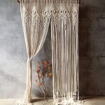 OIHYA Macrame Curtain Wall Hanging Handmade Boho Curtains for Wedding Backdrop Arch Closet Room Divider Boho Wall Decor 40"X80"