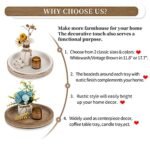 Hanobe Wood Decorative Serving Tray: White Washed Round Rustic Tray for Coffee Table & Kitchen - Image 7