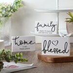 Jetec 3-Piece Blessed Rustic Wood Sign Set for Home Decor - Mini Decorative Farmhouse Signs (White, 4.25 x 2.76 x 0.59 in) - Image 2