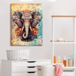 Vintage Elephant Wall Art | Colorful Boho Mandala Canvas for Living Room, Yoga & Office Decor 12x16" - Image 6