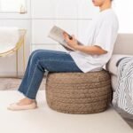 20x20x14 Round Pouf Ottoman - Boho Floor Pouffe for Couch & Sofa, Ideal Foot Rest for Living Room & Bedroom - Image 6