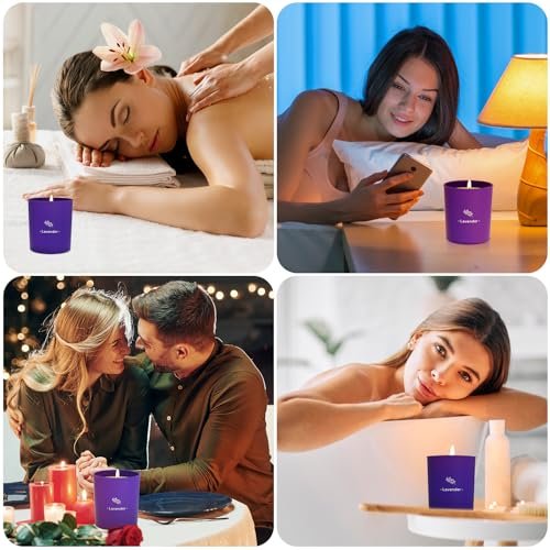 51HJN15zuIL._SL500_.jpg TranquilBliss Lavender Candles: 8 oz Purple Jar, Soy Wax, 45-Hour Burn – Perfect Gift for Mother's Day! - Image 6