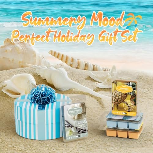 51HJSra0a9L._SL500_.jpg Tropical Wax Melts Gift Set: Summer Scents - Ocean Breeze, Pina Colada, Fresh Cotton & More. - Image 7