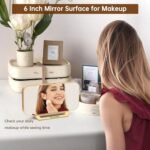 Peakeep Slim Digital Mirror Alarm Clock - Modern LED Desk & Bedroom Clock with Battery Backup, 6 Brightness Levels (Gold) - Image 3