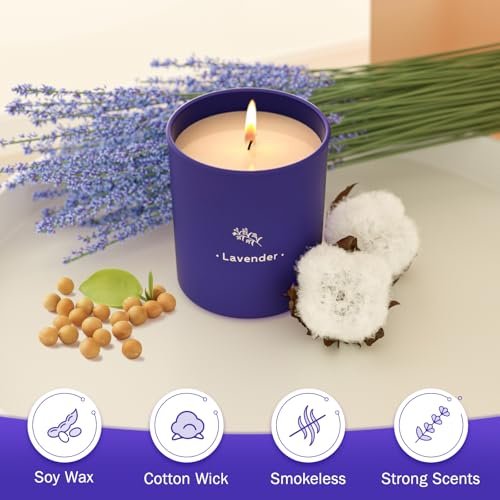 51JGiOwTSaL._SL500_.jpg TranquilBliss Lavender Candles: 8 oz Purple Jar, Soy Wax, 45-Hour Burn – Perfect Gift for Mother's Day! - Image 3