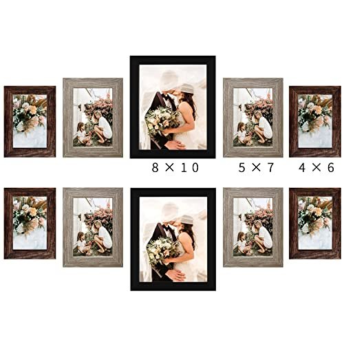 51JrvsxMgL._SL500_.jpg LUCKYLIFE 10-Pack Picture Frame Set: Gallery Wall Collage with 8x10, 5x7, and 4x6 Frames in 3 Finishes. - Image 7