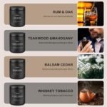 Masculine Scented Candle Set | 4-Pack Aromatherapy Gifts - Teakwood, Whiskey Tobacco, Rum, Cedar - Image 2
