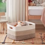 OIAHOMY Large Rectangle Woven Basket for Blankets & Toys, 22"x17"x12", Gradient Yellow, Ideal for Nursery & Living Room Storage - Image 2