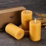 Set of 3 Handmade Beeswax Pillar Candles - Pure Beeswax Rolled for Gifts & Home Decor (2x3.4 in) - Image 4