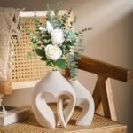Zormon White Heart-Shaped Ceramic Vases - Set of 2 for Minimalist Home Decor and Table Centerpieces. - Image 4
