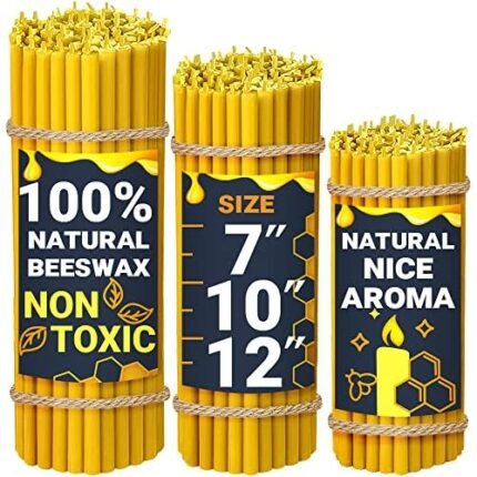 Natural Candles 7” 15 pcs Best Candle Pure Deep Yellow Bee Wax with Great Honey Scent and Cotton Wicks - Eco Friendly 100% Candles for Decoration Home Birthday Cake 1104408