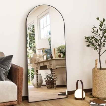 HARRITPURE 56"x21"Full Length Mirror Arch Floor Mirrors with Aluminum Alloy Frame Free-Standing Wall Mounted or Leaning Large Bedroom Dressing Mirror Modern & Contemporary Decor for Home,Black