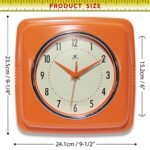 Infinity Instruments Retro 9-Inch Square Silent Clock – Mid-Century Modern Decor for Kitchen, School, or Classroom – Vintage Orange - Image 4