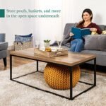 Best Choice Products 44" Rustic Industrial Coffee Table with Thick Wood Grain Top & Metal Frame - Image 8