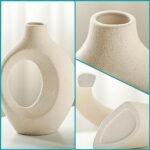 Lvases Snuggle Hollow Ceramic Vase Set of 2 - Nordic Boho Chic Flower Vases for Home Decor, Milky White (6.3" W x 8.4" H) - Image 5