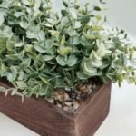 14" Faux Eucalyptus in Wooden Planter Box - Rustic Centerpiece for Farmhouse Weddings & Dining Greenery. - Image 3