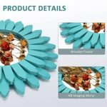 Honiway Coastal Wall Decor Mirror - 12" Wood Sunburst Boho Decor for Bedroom, Living Room, Bathroom - Image 4