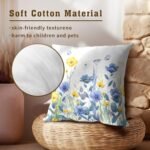 Blue and Yellow Poppy Floral Pillow Covers 18x18" - Set of 2 for Spring-Summer Home Decor - Image 3