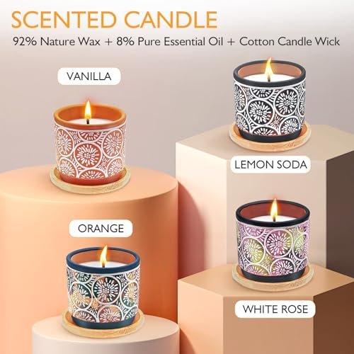 51TRoHEMWEL._SL500_.jpg 4-Pack Natural Soy Scented Candles for Women - Handmade Pottery Aromatherapy Gift Set for Any Occasion - Image 2