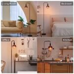 ONEWISH Minimalist Industrial Floor Lamp with 6" Clear Glass Globe - Modern LED 1800K Ambient Light for Living Room & Office. - Image 6