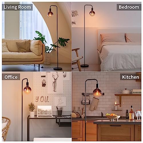 51TlS4StRhL._SL500_.jpg ONEWISH Minimalist Industrial Floor Lamp with 6" Clear Glass Globe - Modern LED 1800K Ambient Light for Living Room & Office. - Image 6