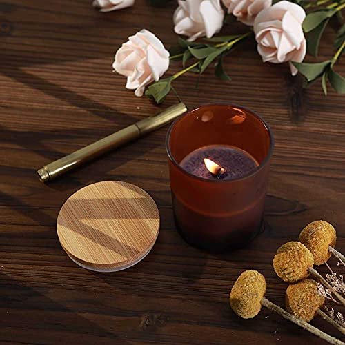 51UrLiBv1dL._SL500_.jpg Teensery Amber Matte Glass Candle Jar with Bamboo Lid for DIY Aromatherapy Candles - 1 Piece - Image 3