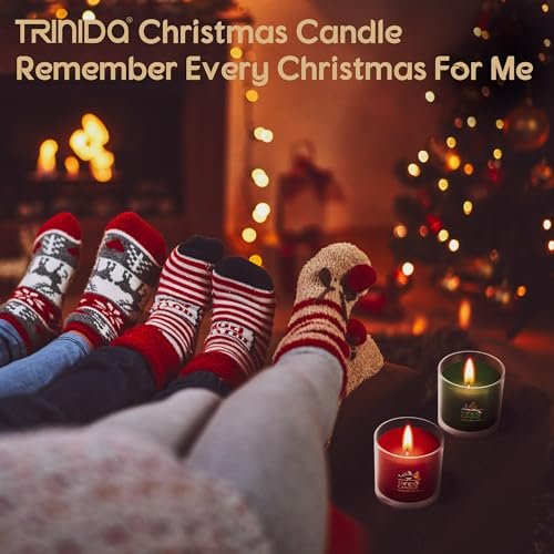51WeatdO0XL._SL500_.jpg TRINIDa Holiday Scented Candles Gift Set: Balsam Fir, Apple, & Pine - 3 Pack | 6.5 Oz, Green, Red, White - Image 5