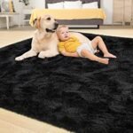 Tepook Super Soft Fluffy Rug - 4x6 Feet Modern Shaggy Fuzzy Rug for Bedroom & Nursery, Non-Slip Black Decor. - Image 4
