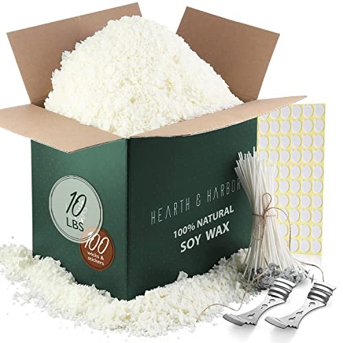 51X7DbtUgvL._SL500_.jpg Hearth & Harbor 10 lb Soy Candle Wax Kit: Premium Wax Flakes, 100 Cotton Wicks, Stickers & Centering Devices - Image 9