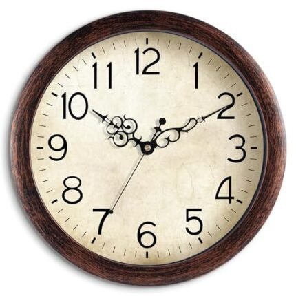 KECYET Wall Clock, Vintage Wall Clocks Battery Operated Quartz Silent Non-Ticking 8 Inch Retro Rustic Style Clock Decorative for Kitchen,Bathroom Home Office (Bronze)
