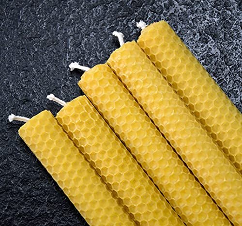 51Ylt6bVT0S._SL500_.jpg DEYBBY Handmade Dripless Beeswax Taper Candles – Set of 6 Brown Honeycomb Candles for Dinner Parties - Image 9