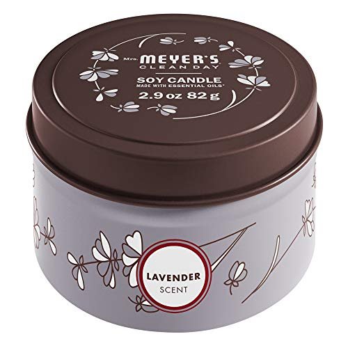 MRS. MEYER'S CLEAN DAY Lavender Soy Tin Candle, 12-Hour Burn MRS. MEYER'S CLEAN DAY Soy Tin Candle, 12 Hour Burn Time, Made with Soy Wax and Essential Oils, Lavender, 2.9 Oz