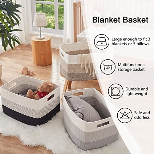 51ZRx1FWGTL._SL500_.jpg OIAHOMY Large Rectangle Woven Basket for Blankets & Toys, 22"x17"x12", Gradient Yellow, Ideal for Nursery & Living Room Storage - Image 6