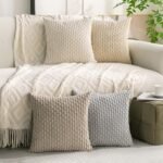 Cozoomy Set of 4 Neutral Corduroy Throw Pillow Covers 18x18 Inches for Sofa & Living Room - Image 2