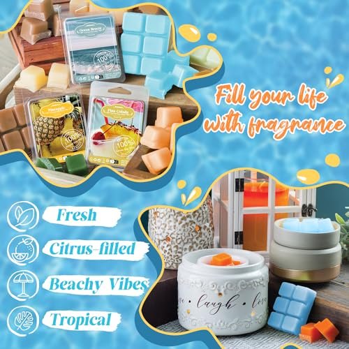 51bnrDCYYTL._SL500_.jpg Tropical Wax Melts Gift Set: Summer Scents - Ocean Breeze, Pina Colada, Fresh Cotton & More. - Image 6
