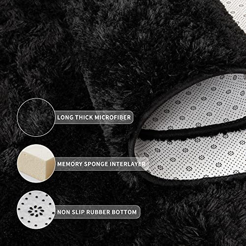 51bo4xa8nrL._SL500_.jpg Tepook Super Soft Fluffy Rug - 4x6 Feet Modern Shaggy Fuzzy Rug for Bedroom & Nursery, Non-Slip Black Decor. - Image 5