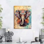 Vintage Elephant Wall Art | Colorful Boho Mandala Canvas for Living Room, Yoga & Office Decor 12x16" - Image 5
