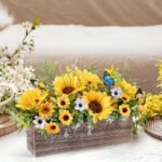 Rustic Summer Sunflower Table Centerpieces: Artificial Floral Arrangements in Wooden Crates for Farmhouse Decor. - Image 5