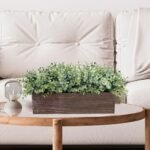 14" Faux Eucalyptus in Wooden Planter Box - Rustic Centerpiece for Farmhouse Weddings & Dining Greenery. - Image 7