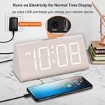 DreamSky Wooden Digital Alarm Clock: Large Numbers, USB Port, Adjustable Volume & Dimmer – Perfect for Bedroom or Living Room Décor! - Image 3
