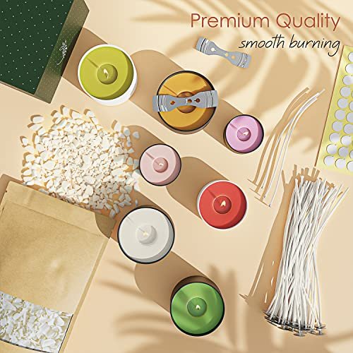 51kg3iEh8sL._SL500_.jpg Hearth & Harbor 10 lb Soy Candle Wax Kit: Premium Wax Flakes, 100 Cotton Wicks, Stickers & Centering Devices - Image 4