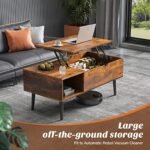 Sweetcrispy Lift-Top Coffee Table: Stylish Brown Living Room Table with Storage Shelf & Hidden Compartment. - Image 4
