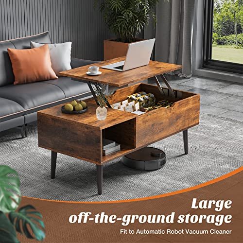 51ml0-B5UbL._SL500_.jpg Sweetcrispy Lift-Top Coffee Table: Stylish Brown Living Room Table with Storage Shelf & Hidden Compartment. - Image 4