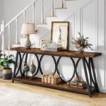 Tribesigns 70.9" Extra Long Console Table: Industrial Sofa Table with 2-Tier Storage for Living Room, Rustic Brown. - Image 8
